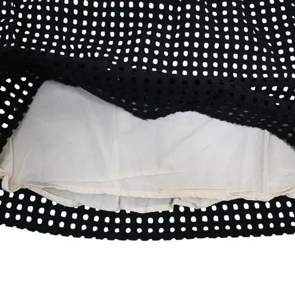 LOFT Womens M Black White Eyelet A-Line Skirt - Picture 5 of 7